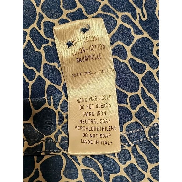 Poggianti 1958 Button Up Long Sleeves Shirt Men's 40 15 3/4 Abstract Blue White - Picture 9 of 10